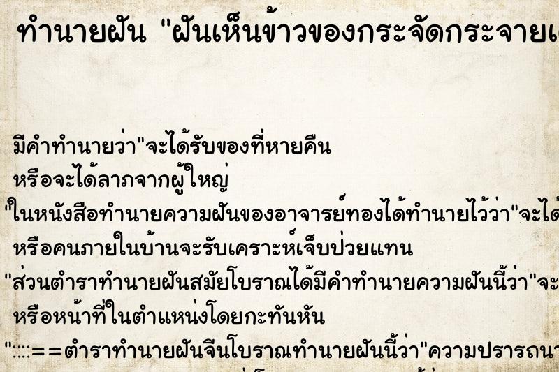 ทำนายฝัน ฝันเห็นข้าวของกระจัดกระจายเต็มบ้าน  